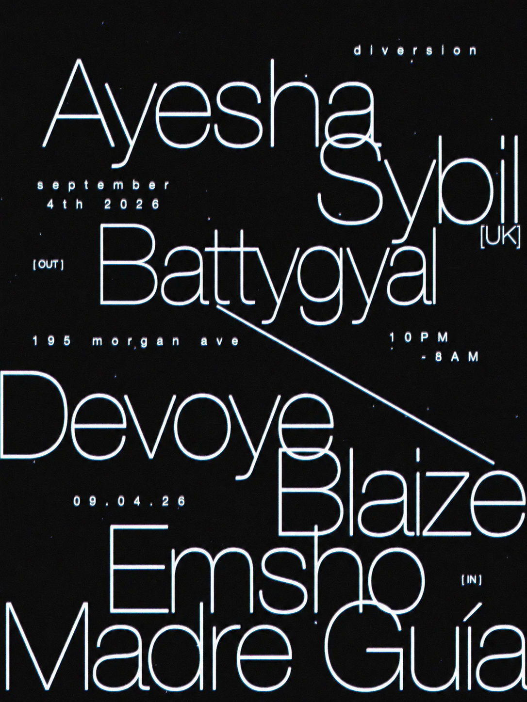 D[IV]ERSION: Sybil (uk), Ayesha, BLAIZE, Battygyal, Devoye, Madre Guía, Emsho