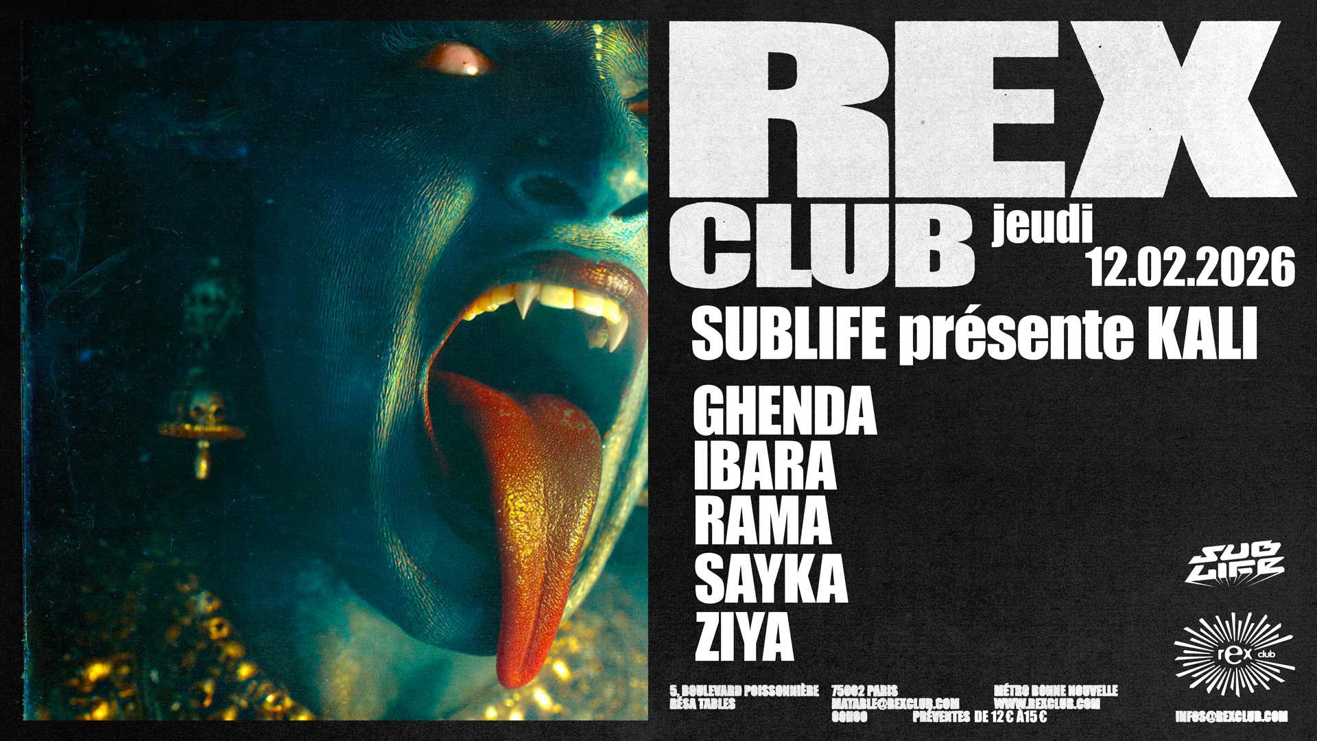 SUBLIFE presents KALI: Ghenda, Ibara, Rama, Sayka, Ziya