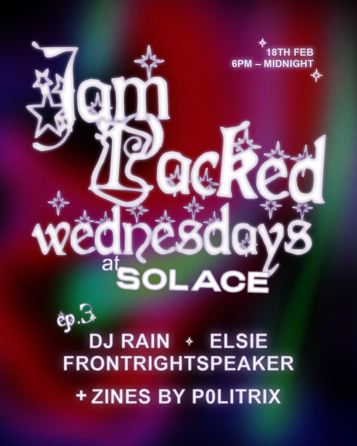 Jam Packed x Solace with Elsie, Frontrightspeaker and DJ Rain