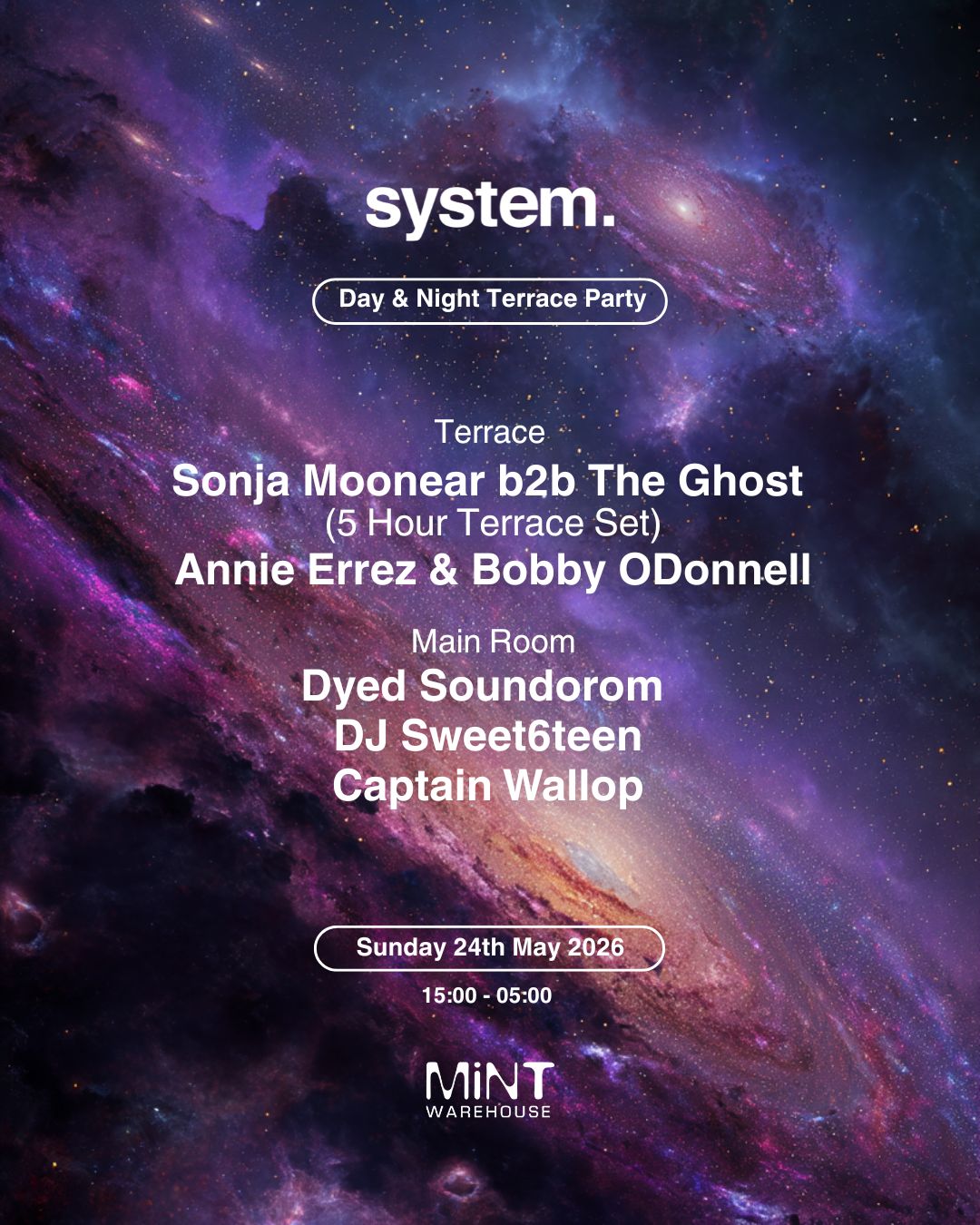 system Terrace Party: Sonja Moonear, The Ghost, Dyed Soundorom + more