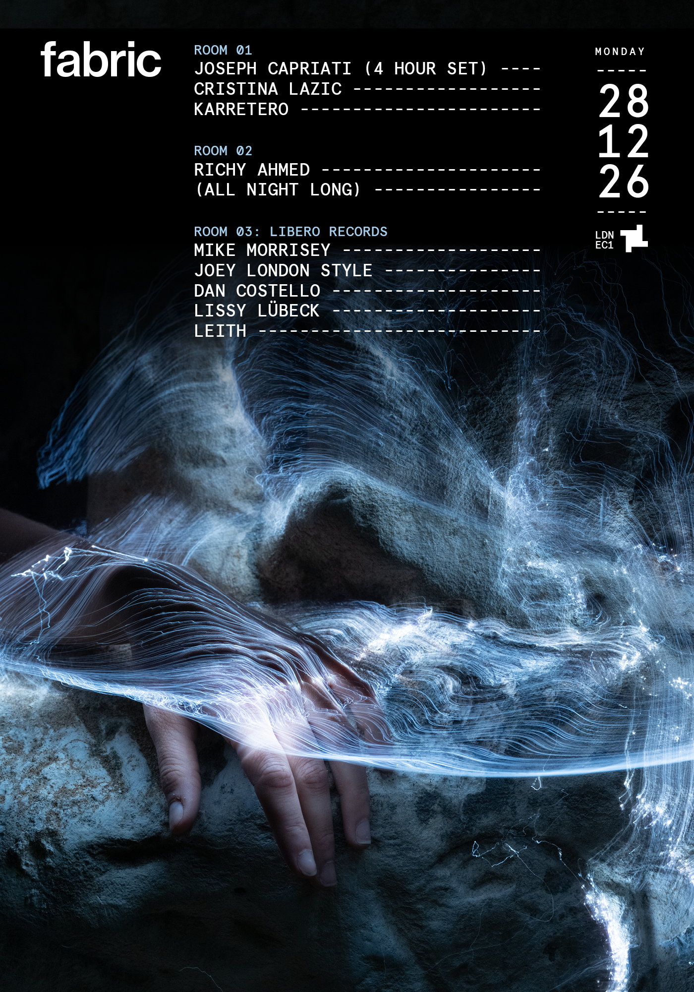 fabric: Joseph Capriati, Richy Ahmed (All Night Long), Cristina Lazic, Karretero, Mike Morrisey