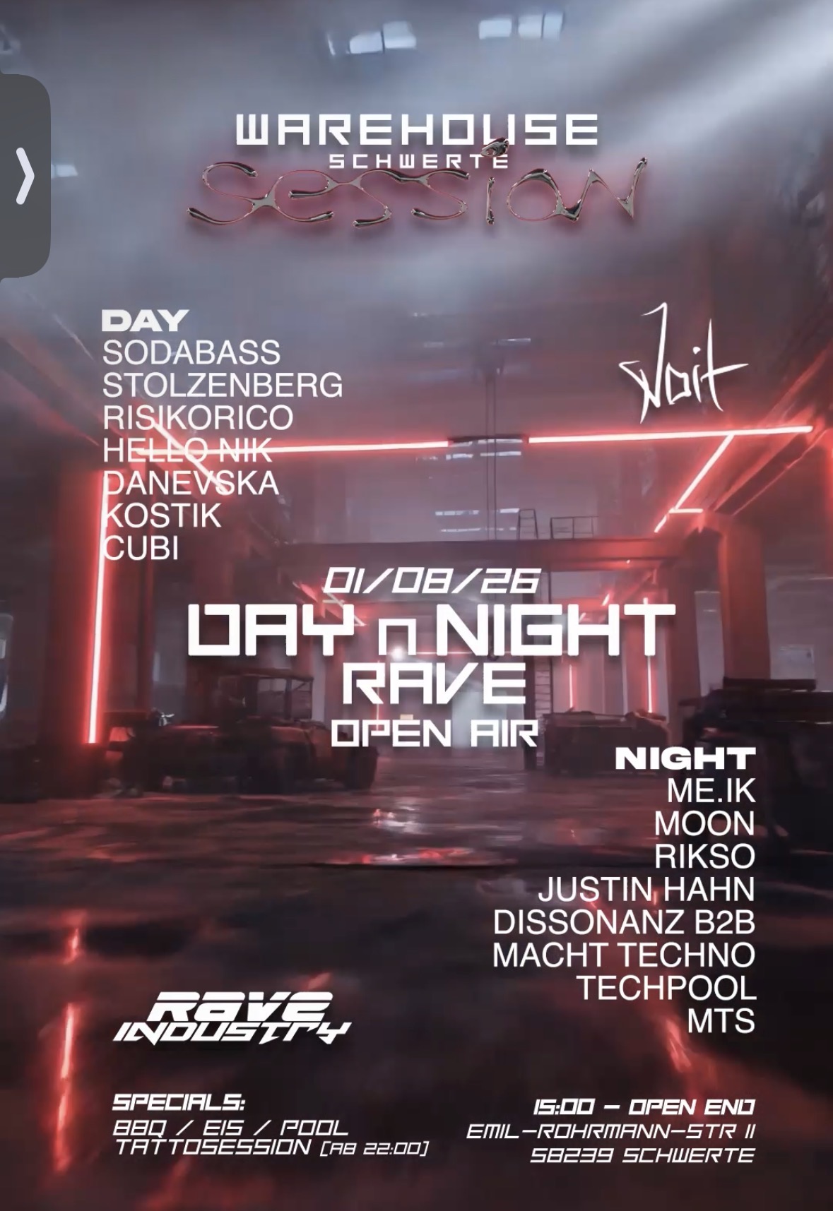 DAY & NIGHT SCHWERTE WAREHOUSE SESSION