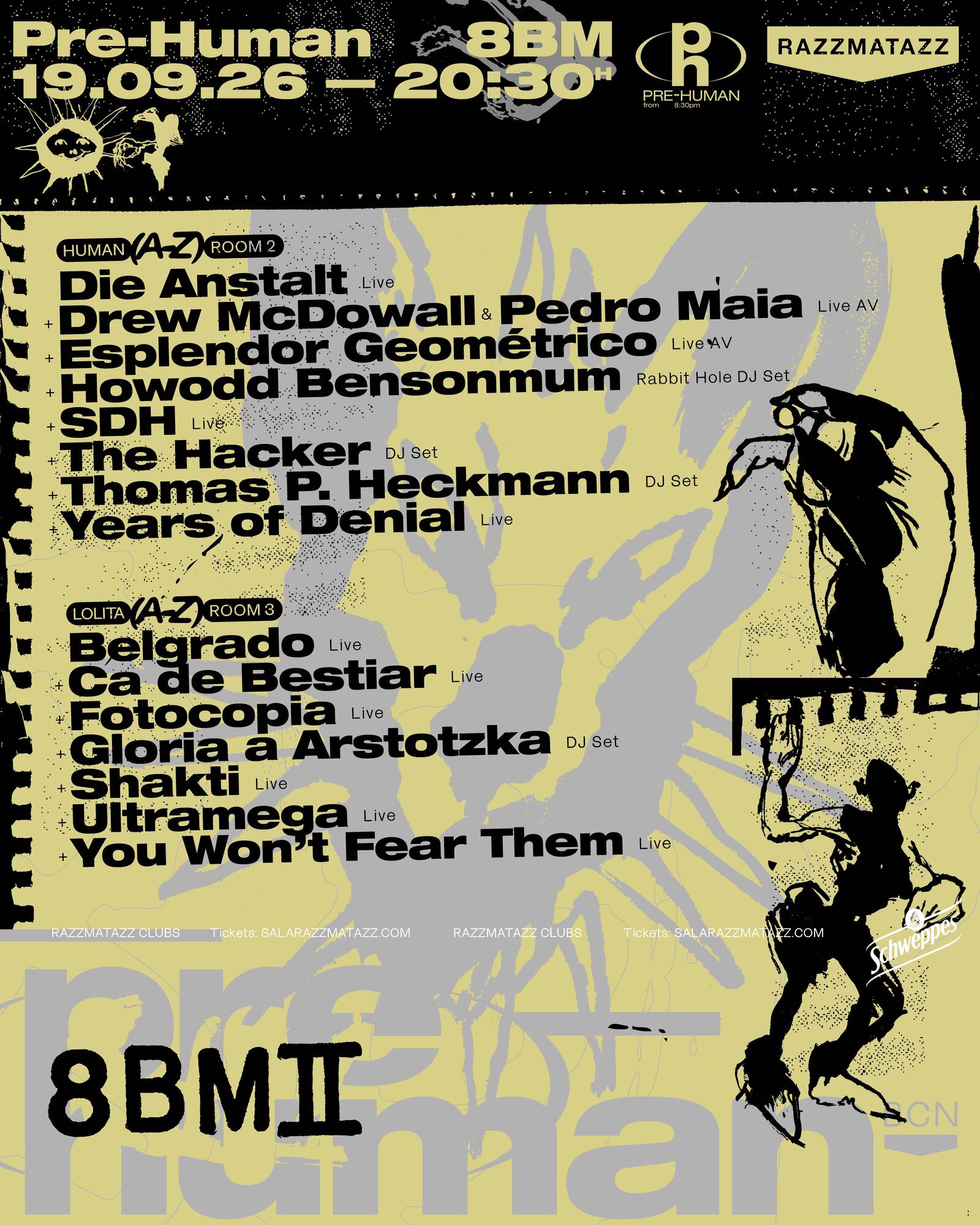 Pre-human 8BM: Esplendor Geométrico, Drew McDowall, Die Anstalt, The Hacker, SDH & many more